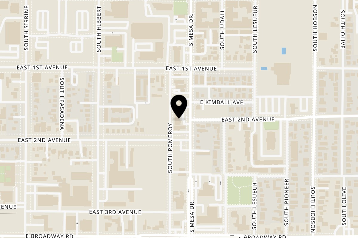 Map showing the location of The Bread and Honey House Mesa on 144 S Mesa Dr #A in Mesa