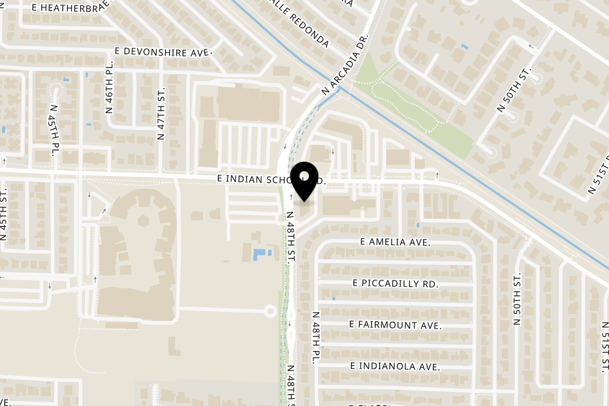 Map showing the location of The Bread and Honey House Arcadia on 4801 E Indian School Rd #4 in Phoenix